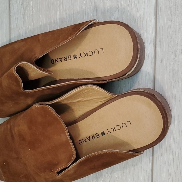 Lucky Brand "Like New" Noomrie Slide Suede Heeled  Sandals shoes sz 7M - Picture 12 of 13
